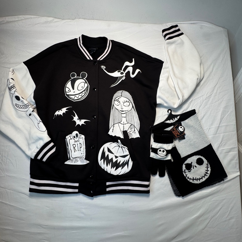 Disney Her Universe Varsity Jacket + Scarf Set Nightmare Before Christmas